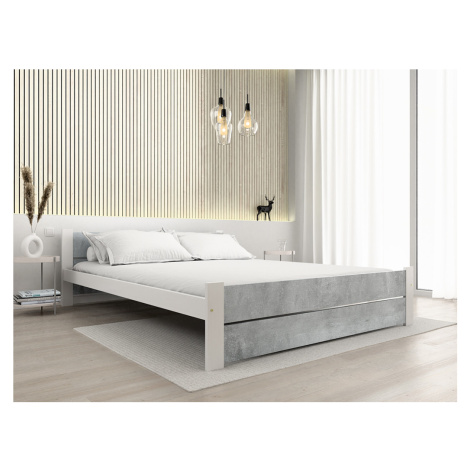 Postel IKAROS DOUBLE 120 x 200 cm, beton/bílá Rošt: S lamelovým roštem, Matrace: Matrace Deluxe 