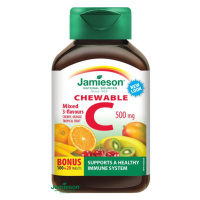 Jamieson Vitamín C 500 mg tablety na cucání mix tří ovocných příchutí 120 tablet