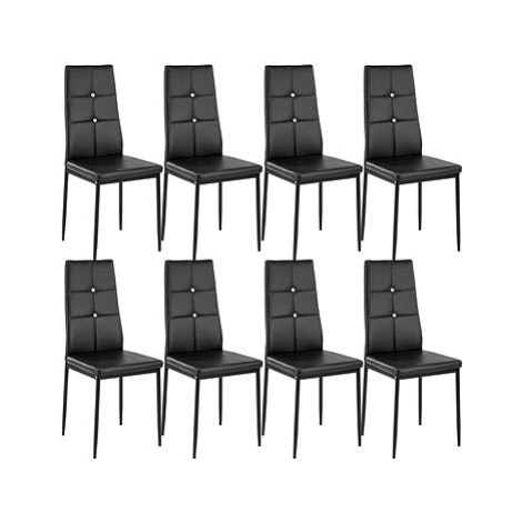 8× Jídelní židle, ozdobné kamínky, černá tectake