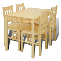 Dřevěný jídelní stůl se 4 židlemi v přírodním odstínu 241220