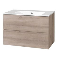 Aira, koupelnová skříňka s keramickým umyvadlem 80 cm, dub