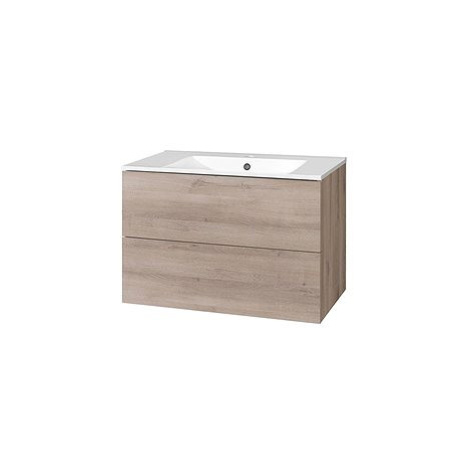 Aira, koupelnová skříňka s keramickým umyvadlem 80 cm, dub MEREO