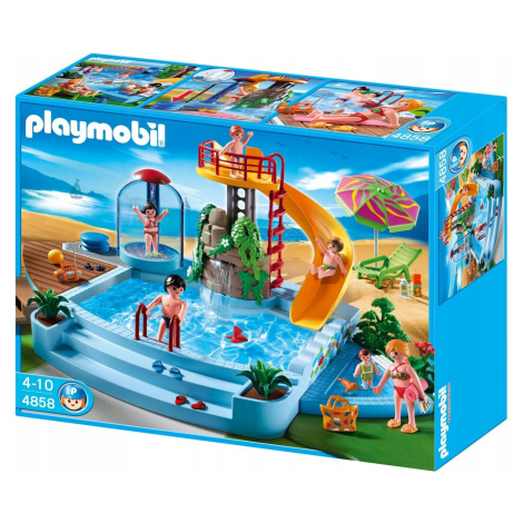 Playmobil Sada Stavebnice Konstrukční Venkovní bazén se skluzavkou 4858