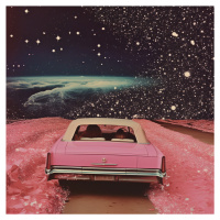 Ilustrace Pink Cruise in Space Collage Art, Samantha Hearn, (40 x 40 cm)