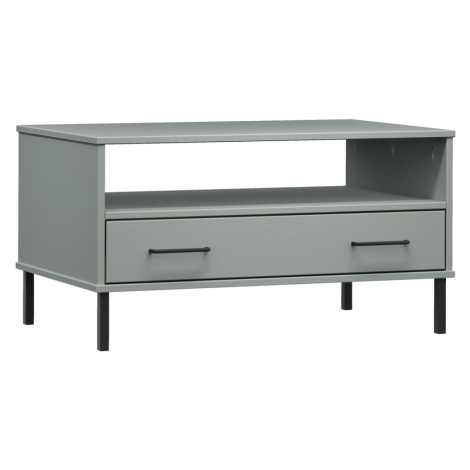 vidaXL Konferenční stolek kovové nohy šedý 85 x 50 x 45 cm masiv OSLO