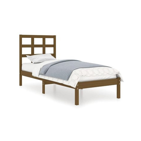 Rám postele medově hnědý masivní dřevo 100 × 200 cm, 3105463 SHUMEE