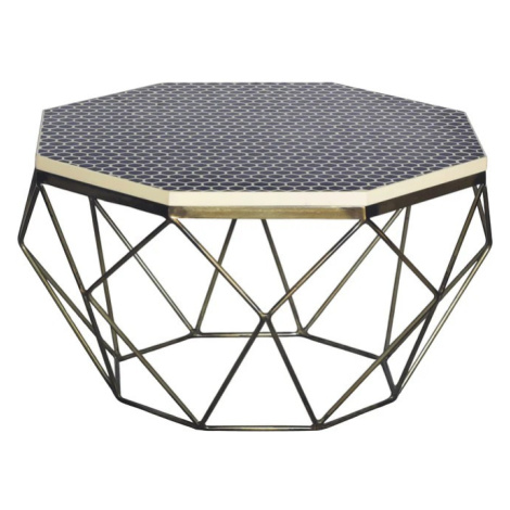 Estila Moderní osmiúhelníkový bronzový konferenční stolek Adamantino se šestiúhelníkovými bílými