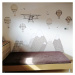 Samolepky do dětského pokoje - Kopce v krémově hnedých barvách s horkovzdušnými balóny