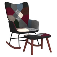 Houpací křeslo se stoličkou patchwork textil