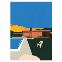 Ilustrace Kaufmann Desert House Poolside, Rosi Feist, (30 x 40 cm)