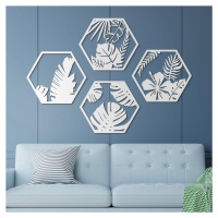 Květinové obrazy na zeď - Hexagony (4 ks)