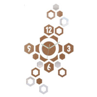 ModernClock 3D nalepovací hodiny Hexagon měděné
