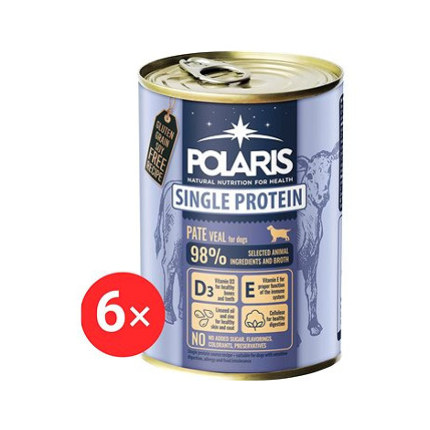 Polaris Single Protein Paté konzerva pro psy telecí 6 × 400 g Polaris Pet