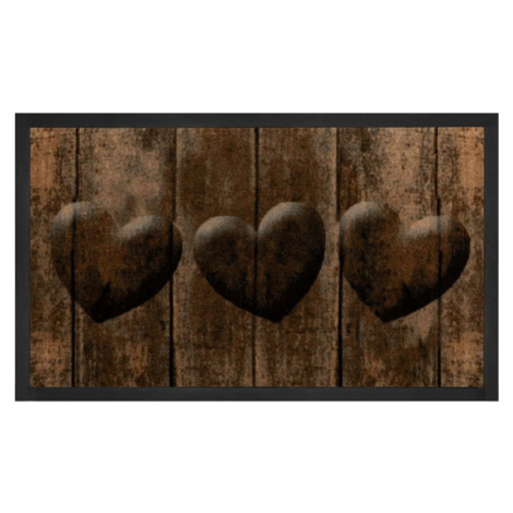 Hnědá rohožka Hanse Home Hearts, 45 x 75 cm
