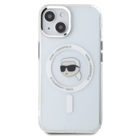 Zadní  kryt Karl Lagerfeld IML Karl Head Metal Frame MagSafe pro Apple iPhone 15, transparentní