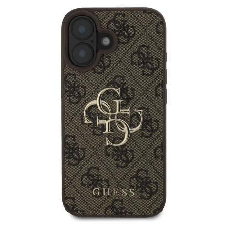 Guess PU 4G Metal Logo Zadní Kryt pro iPhone 16 Brown