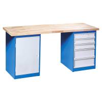 Dílenský stůl, stavebnicový systém, 2 volně stojící skříňky s 5 zásuvkami nebo 1 dvířky (výška 6