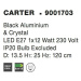 NOVA LUCE závěsné svítidlo CARTER černý hliník a křišťál E27 1x12W 230V IP20 bez žárovky 9001703