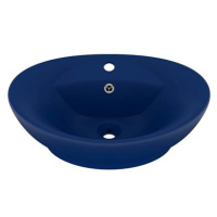 SHUMEE Luxusní oválné keramické umyvadlo s přepadem 58,5 × 39 cm tmavě modré