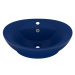 SHUMEE Luxusní oválné keramické umyvadlo s přepadem 58,5 × 39 cm tmavě modré