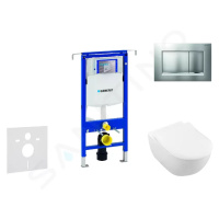 GEBERIT Duofix Modul pro závěsné WC s tlačítkem Sigma30, matný chrom/chrom + Villeroy Boch WC a 