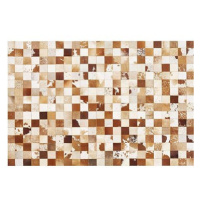 Kožený patchworkový koberec 160 x 230 cm hnědo-bílý CAMILI, 225634
