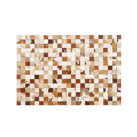 Kožený patchworkový koberec 160 x 230 cm hnědo-bílý CAMILI, 225634 BELIANI
