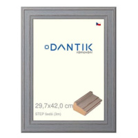 DANTIK rámeček 29,7 × 42, STEP šedý plexi čiré