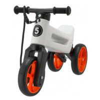 Odrážedlo FUNNY WHEELS Rider SuperSport bílé/oranž. 2v1+popruh,výš.sedla28/30cm nos.25kg 18m+v s