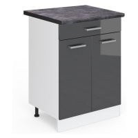 Vicco SPODNÍ SKŘÍŇKA KUCHYŇSKÉ LINKY R-Line Antracitový vysoký lesk 60 cm se zásuvkou, PD Antrac