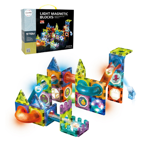 Mamido Magnetická svítící stavebnice kuličková dráha 75 dílů