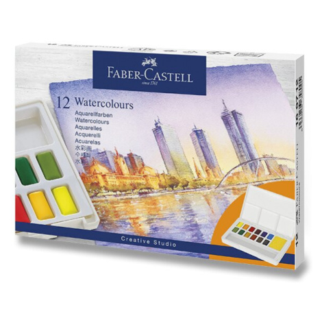 Akvarelové barvy Faber-Castell s paletkou, 12 ks