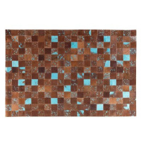 Hnědý kožený patchwork koberec 160x230 cm ALIAGA, 41430