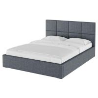 Šedá čalouněná dvoulůžková postel s úložným prostorem s roštem 140x200 cm Bufo Bed – MESONICA