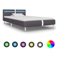 Rám postele s LED šedý umělá kůže 90x200 cm