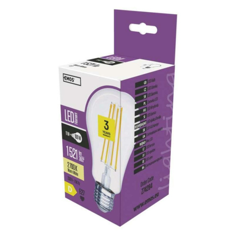 EMOS LED žárovka Filament A67 11W E27 teplá bílá Z74284