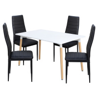 Jídelní stůl ONE 140x90 bílý + 4 židle SIGMA černé