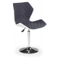 Barová židle MATRIX 2 – kov, látka, ekokůže, šedá / bílá