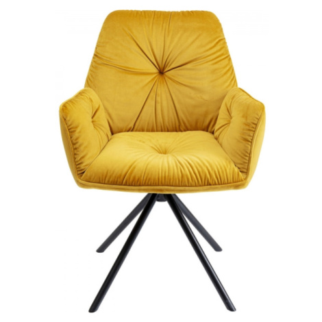 KARE Design Žlutá čalouněná židle s područkami Mila