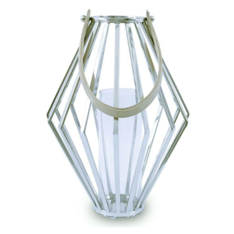 HowHomely Nerezová lucerna ASARU 41 cm stříbrná