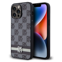 Pouzdro DKNY PU Leather Checkered Pattern and Stripe zadní kryt Apple iPhone 15 PRO MAX Black