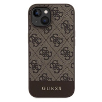 Guess PU 4G Stripe MagSafe Zadní Kryt pro iPhone 15 Brown