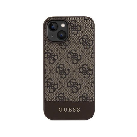 Guess PU 4G Stripe MagSafe Zadní Kryt pro iPhone 15 Brown