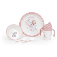 INTERBABY - Jídelní set ZVÍŘÁTKA +6M - růžový