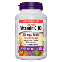 Webber Naturals Vitamin C+D3 500 mg/500 IU 200 tbl Natural Orange