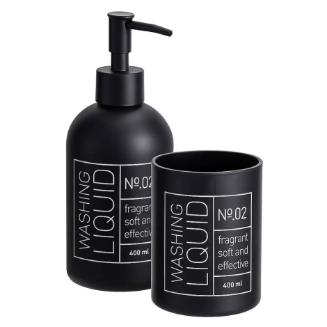 Bathroom Solutions Onyx, skleněný dávkovač na mýdlo a kelímek na kartáčky, černý
