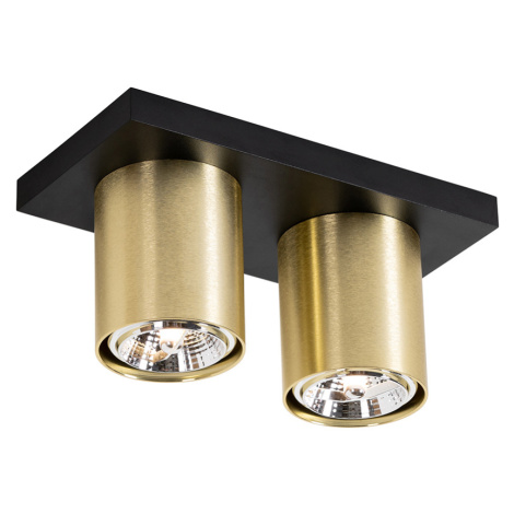 Moderní stropní bodové svítidlo černé se zlatým 2-světlem - Tubo QAZQA