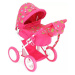 Kočárek pro panenku miminko 56x36x64cm růžový s taškou na držadlo