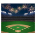 Fotografie Baseball field and stadium with fireworks in sky., David Madison, 40x35 cm