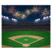 Fotografie Baseball field and stadium with fireworks in sky., David Madison, 40 × 35 cm